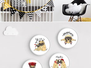 北欧卡通萌狗装饰画 点亮童趣空间的温馨设计